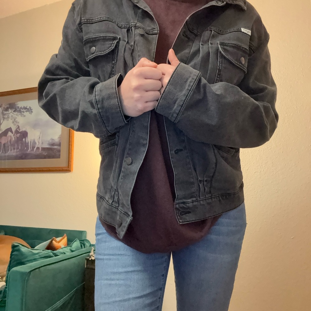Wrangler black Denim Jacket Southwest Tribal Native Aztec Western Boho Jean Coat - Picture 14 of 14